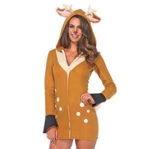 Cozy Fleece Fawn Reindeer Costume Dress Womens Size XL Christmas Halloween Top
